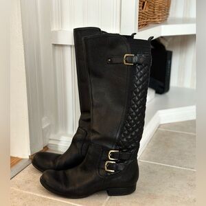 Women's Black Leather Knee-High Boots